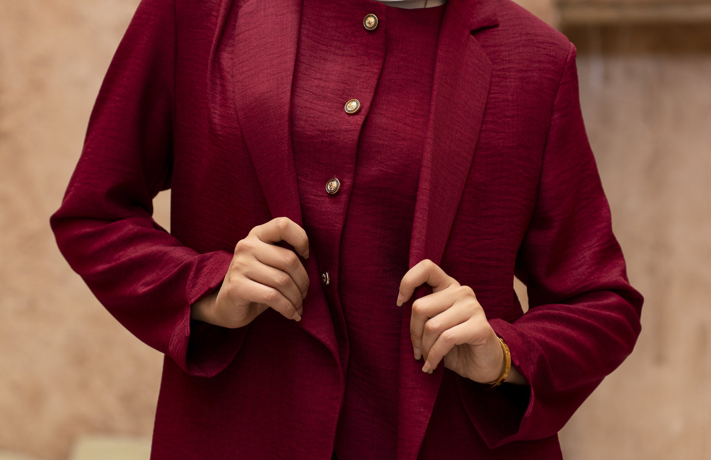 Burgundy suit