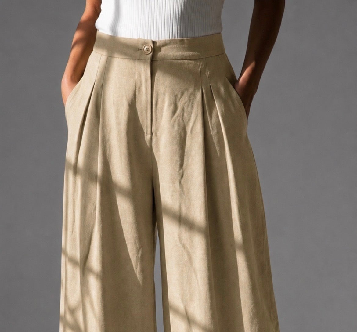 Wide leg cotton linen pants