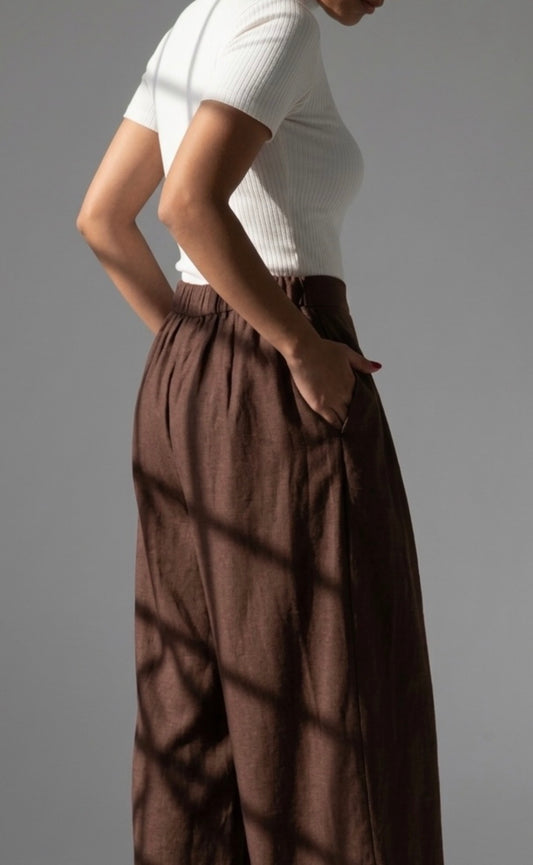 Wide leg linen pants
