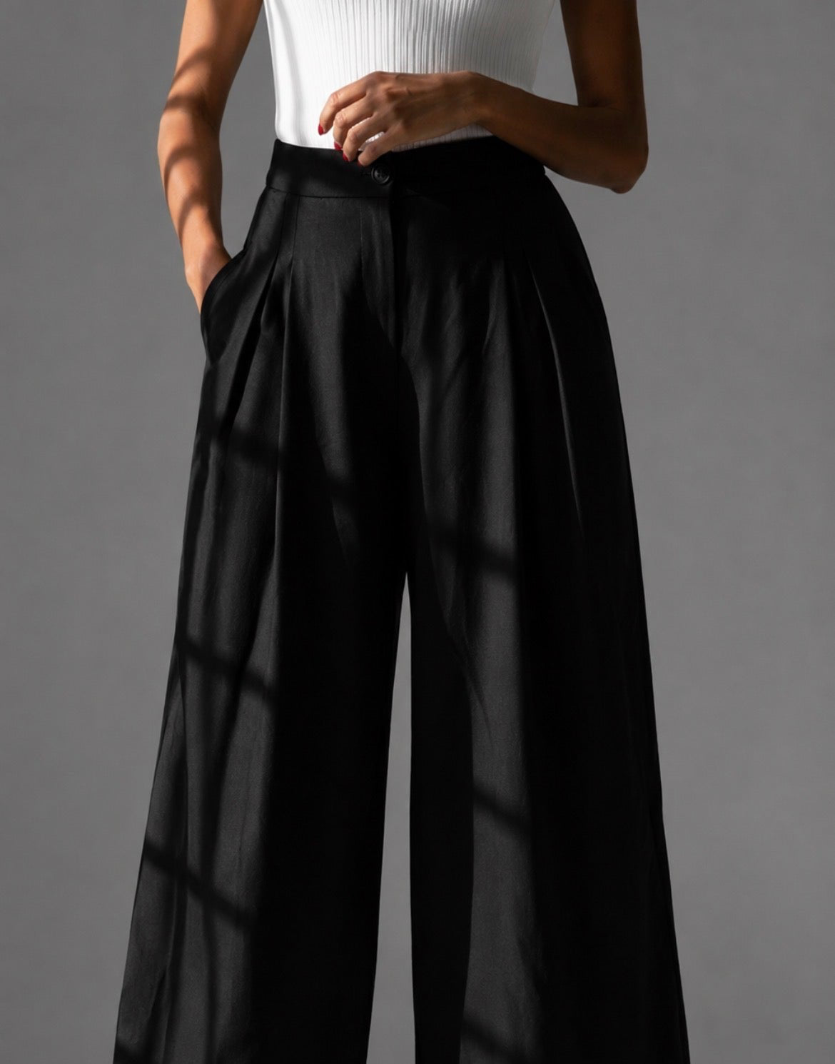Wide leg cotton linen pants